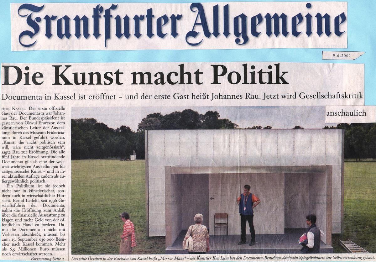 одна из ведущих газет Германии Frankfurter Allgemeine Zeitung вырезка
