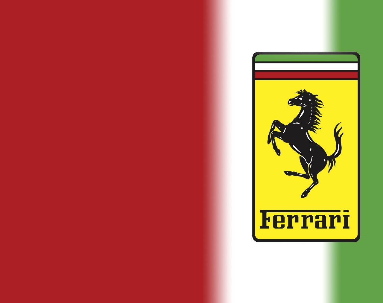 логотип Феррари на фоне стилизованного флага Италии мустанг