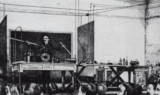 2.7 Никола Тесла на лекции демонстрирует принципы радиосвязи, 1891 г