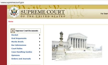 Скриншот главной страницы сайта Верховного федерального суда США