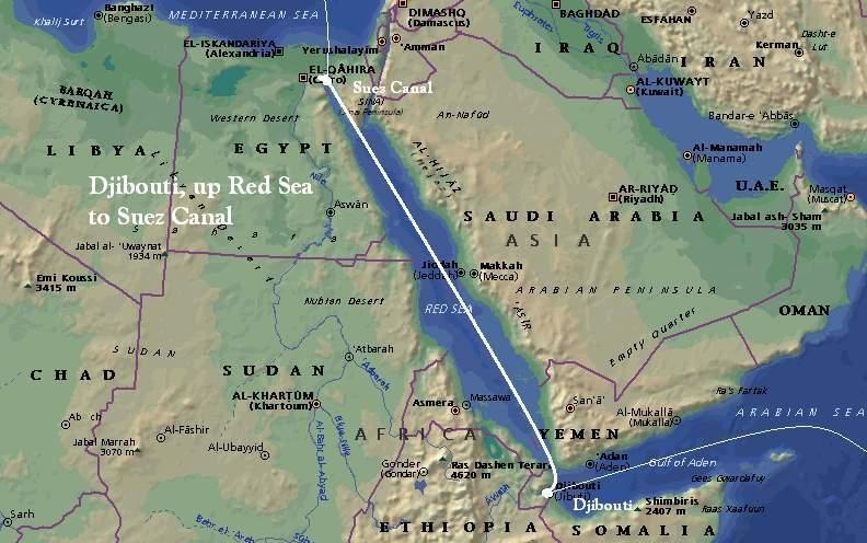 Суэцкий канал на карте мира