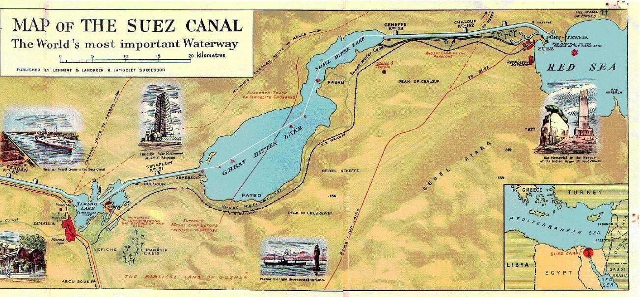 илюстрированная карта Суэцкого канала