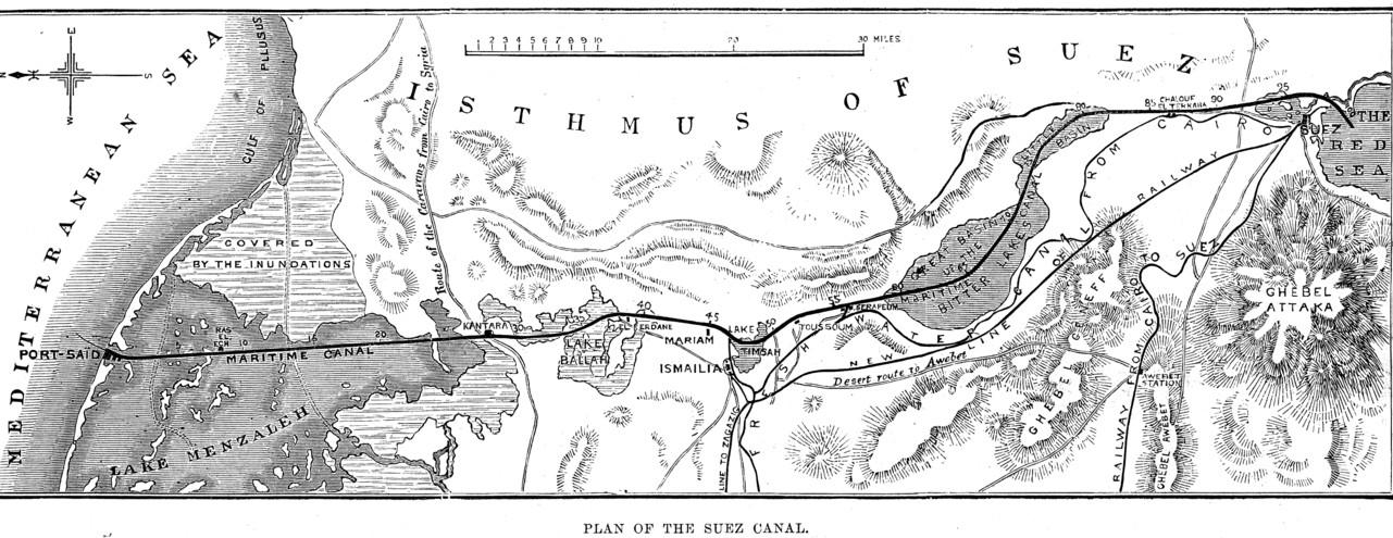 Старая карта Суэцкого канала
