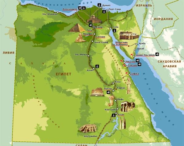 карта египта илюстрированная