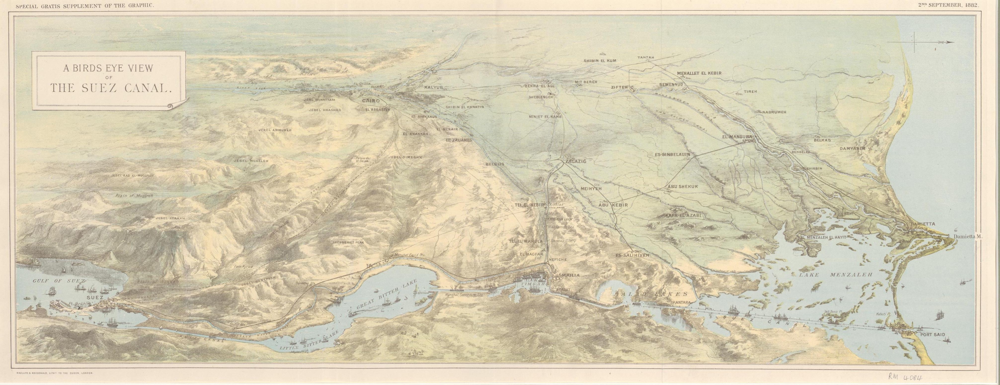 старинная карта Суэцкого канала