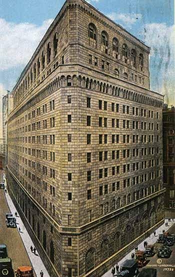 Здание Федерального резервного банка Нью-Йорка на старых снимках