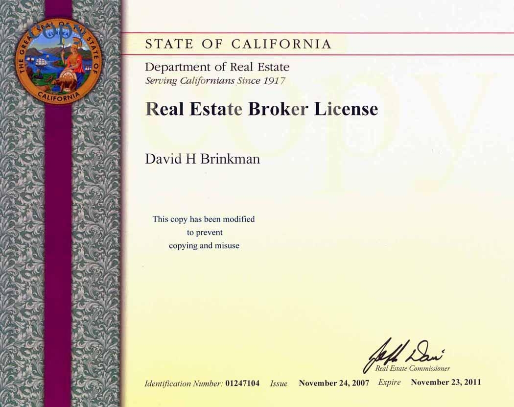 Лицензия</a> брокера штата Калифорния США