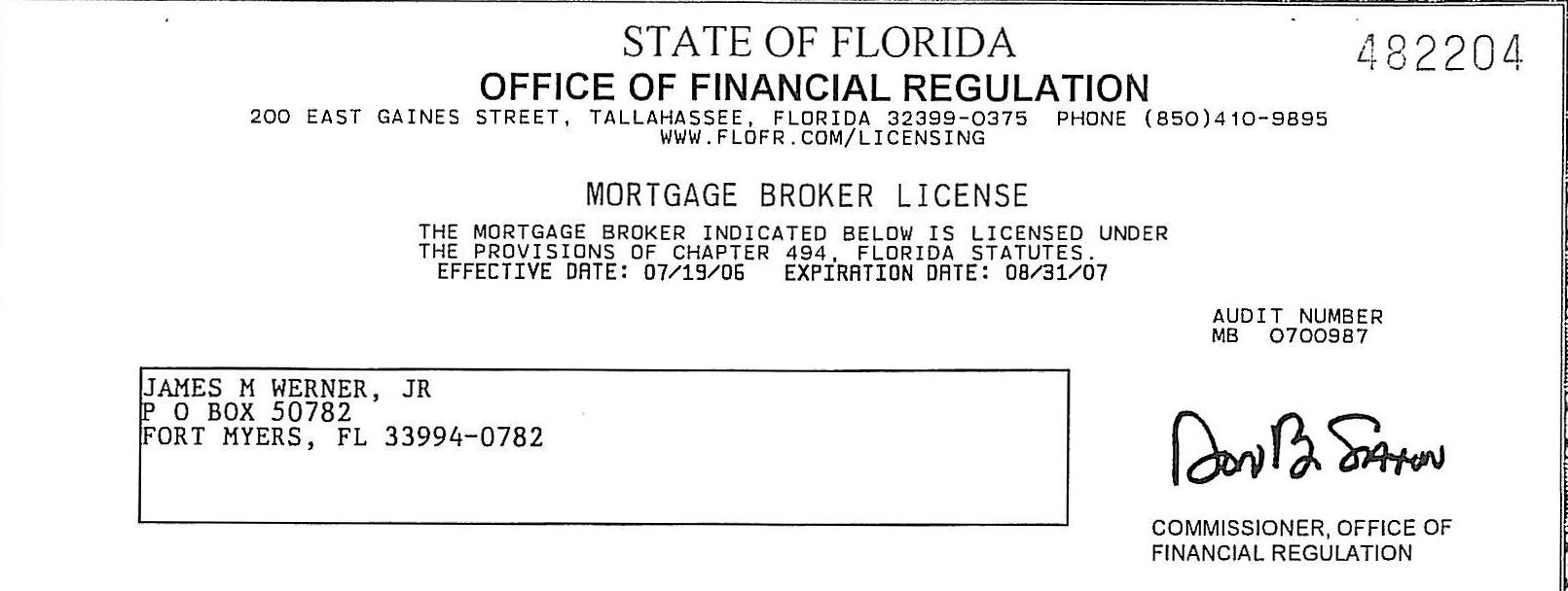 Лицензия брокера штата Флорида США