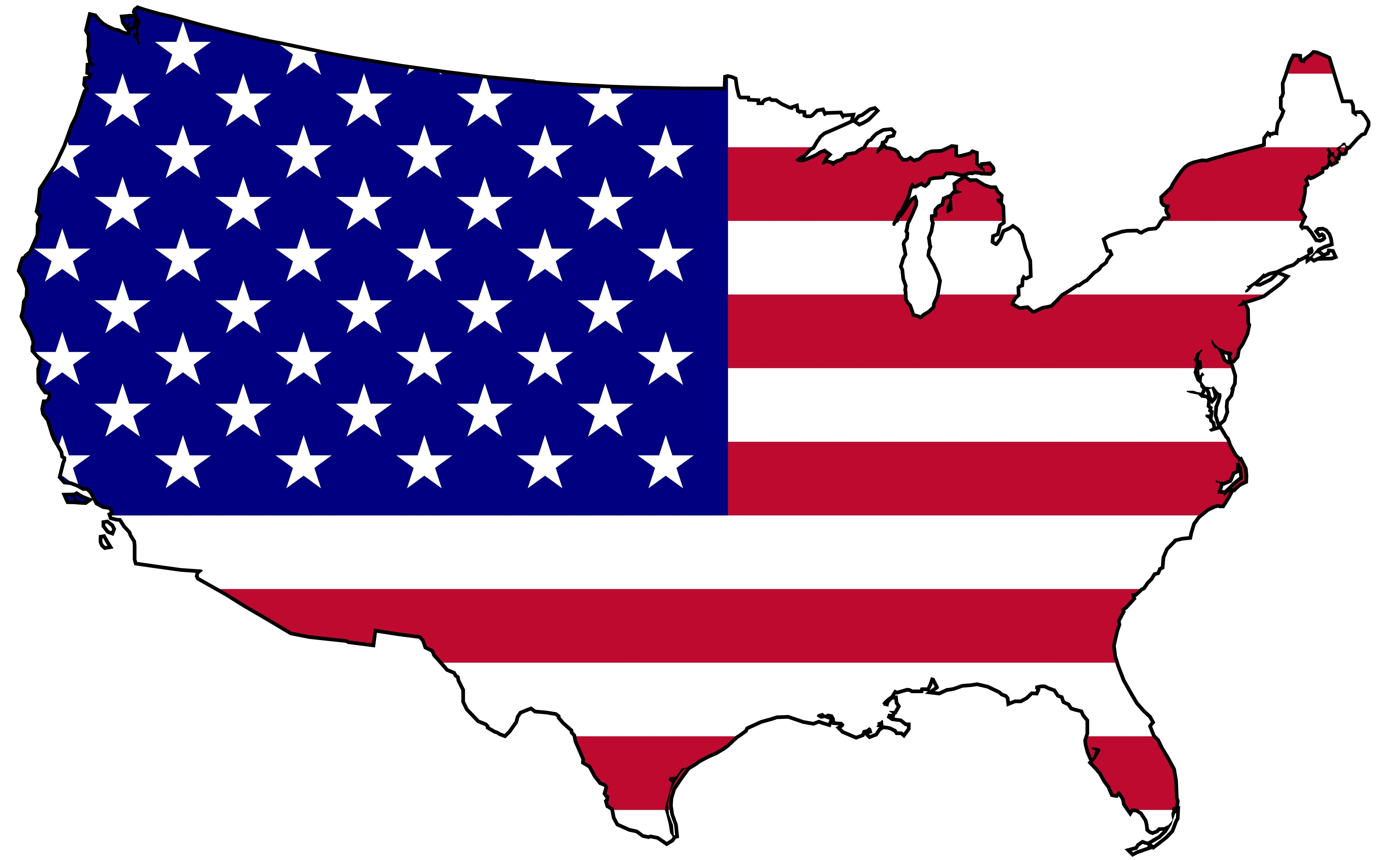 Карта США в сочетании с флагом