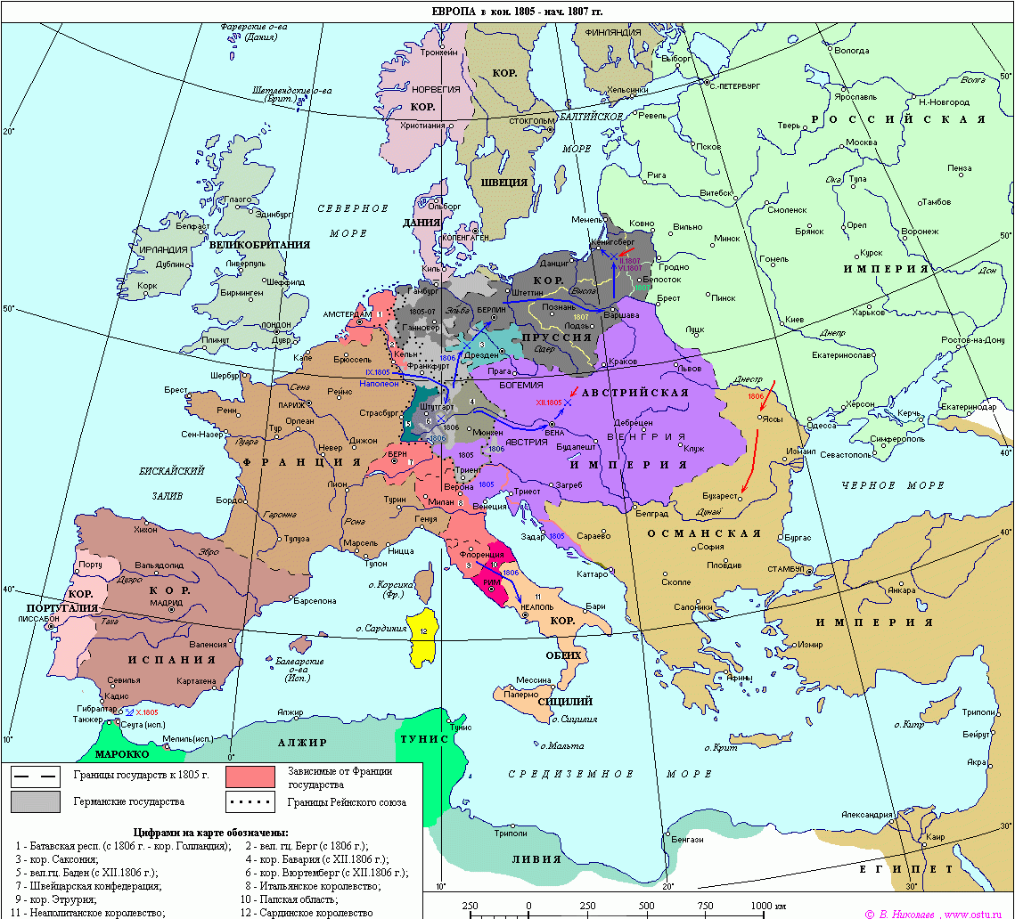 Карта Европы 1806 г_