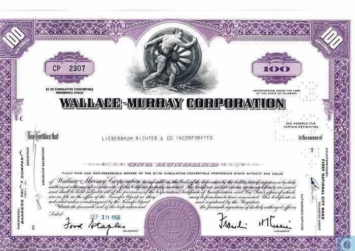 Сертификат привилегированной конвертируемой акции Wallace-Murray Corporacion