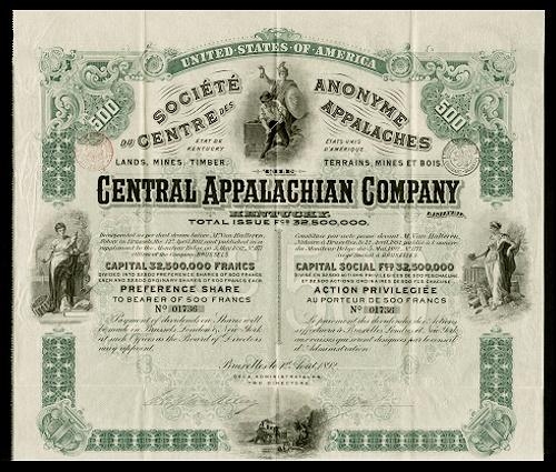 Сертификат привилегированной акции Central Appalachian Company