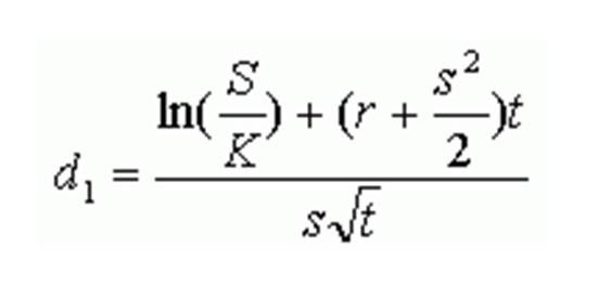 Расчет переменной d1 для формулы Блэка-Шоулза