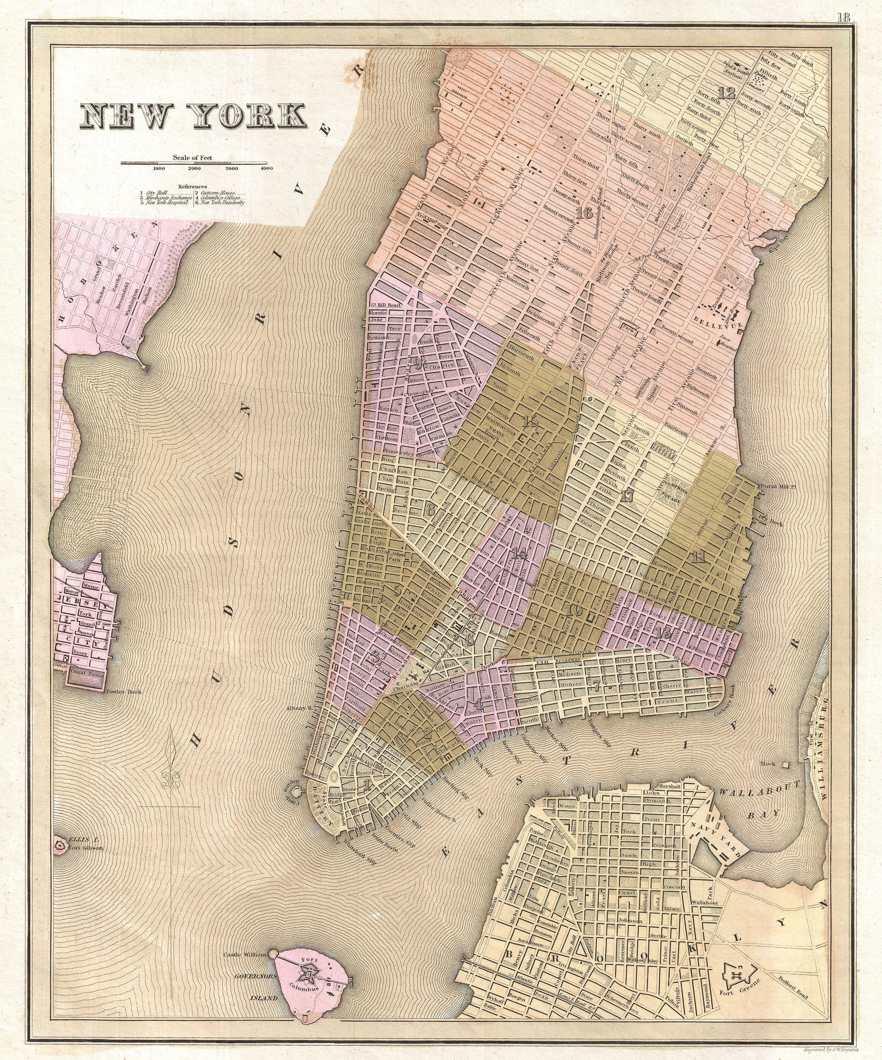 Карта Нью-Йорка 1839 г.