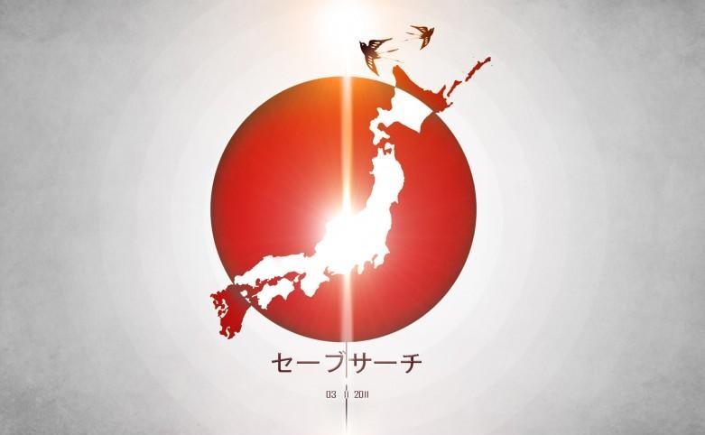 Карта Японии на фоне национального флага