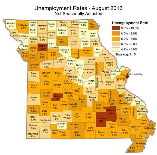 Показатели уровня безработицы по штатам