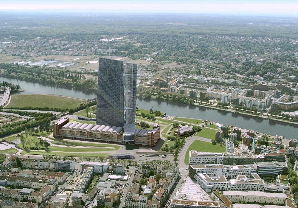 Здание Европейского центрального банка панорама