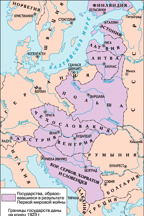 Государства, появившиеся после Первой Мировой войны в Европе