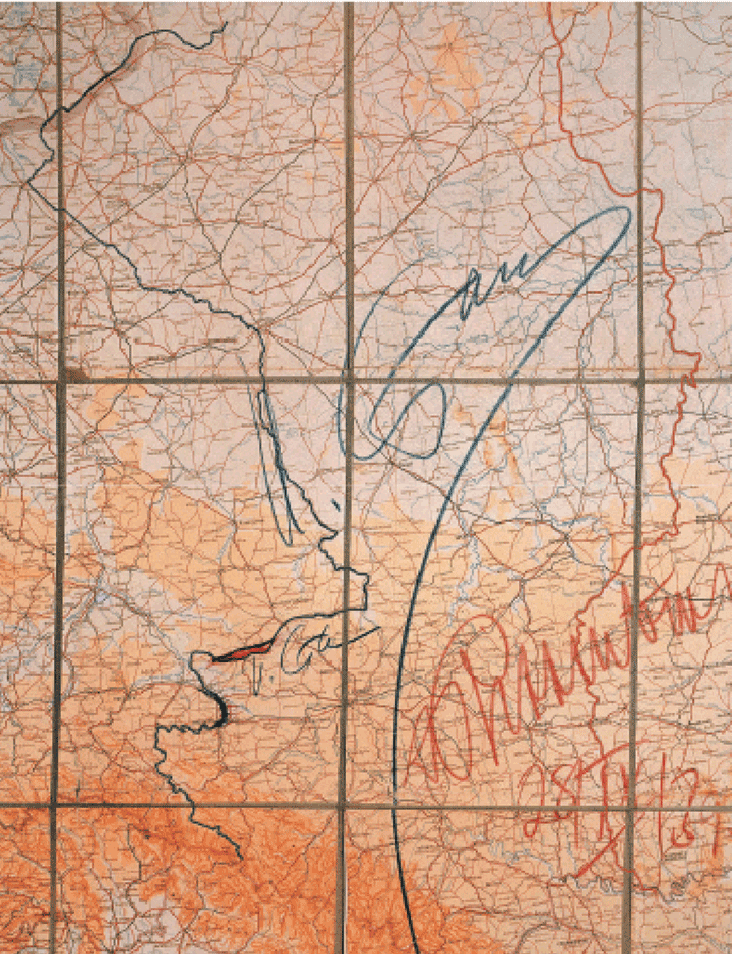 Карта-приложение к договору между Германией и СССР с границей раздела Польши, подписанная Сталиным и Гитлером