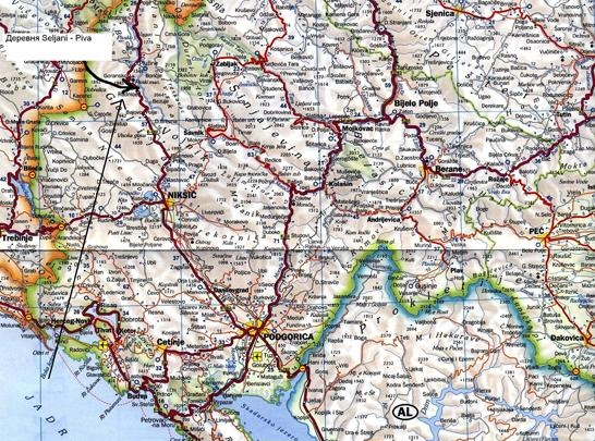 Черногории карта