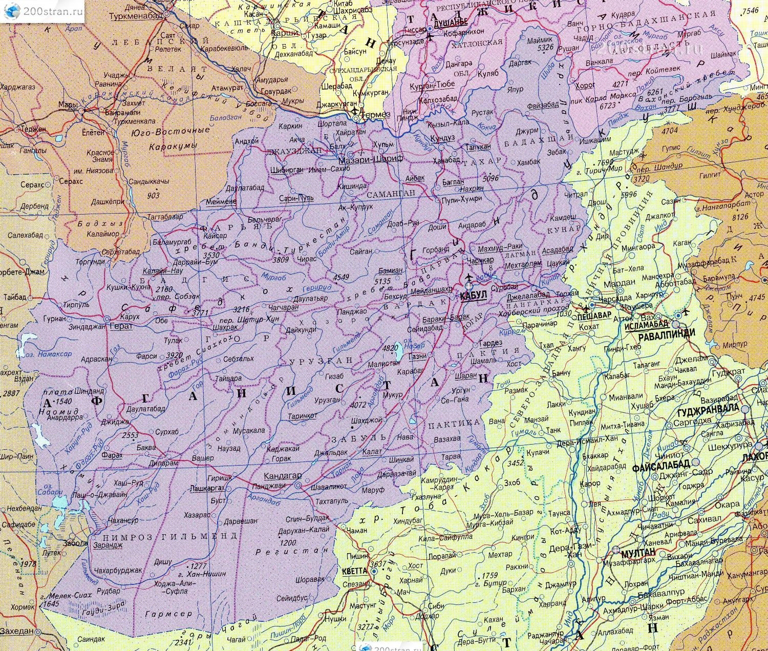 Афганистан карта