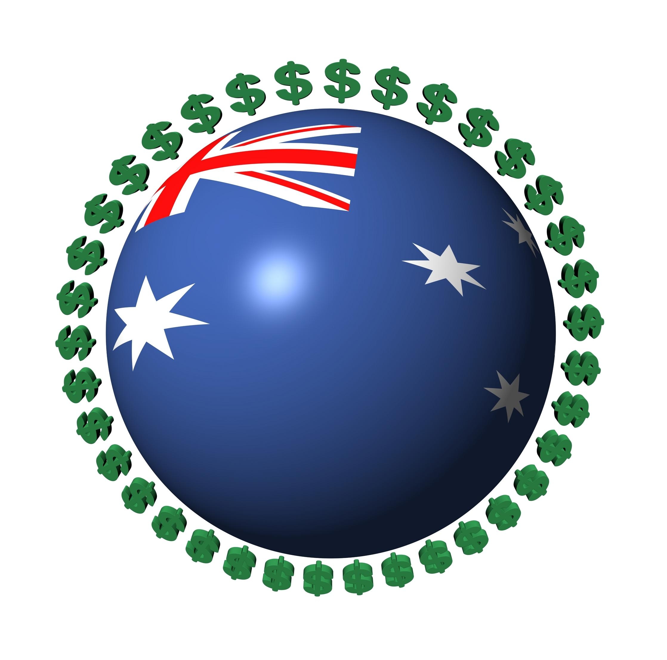 Отображение флага Австралии с символикой доллара