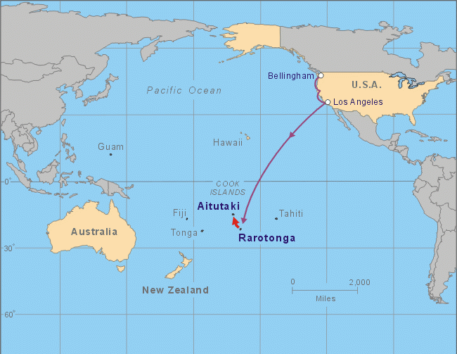 Острова Кука на карте