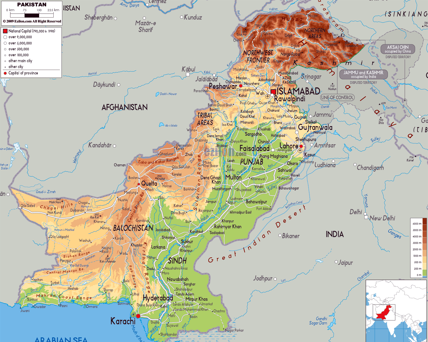 Пакистан карта