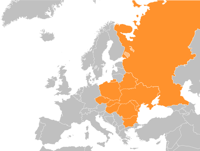 Расположение Восточной Европы