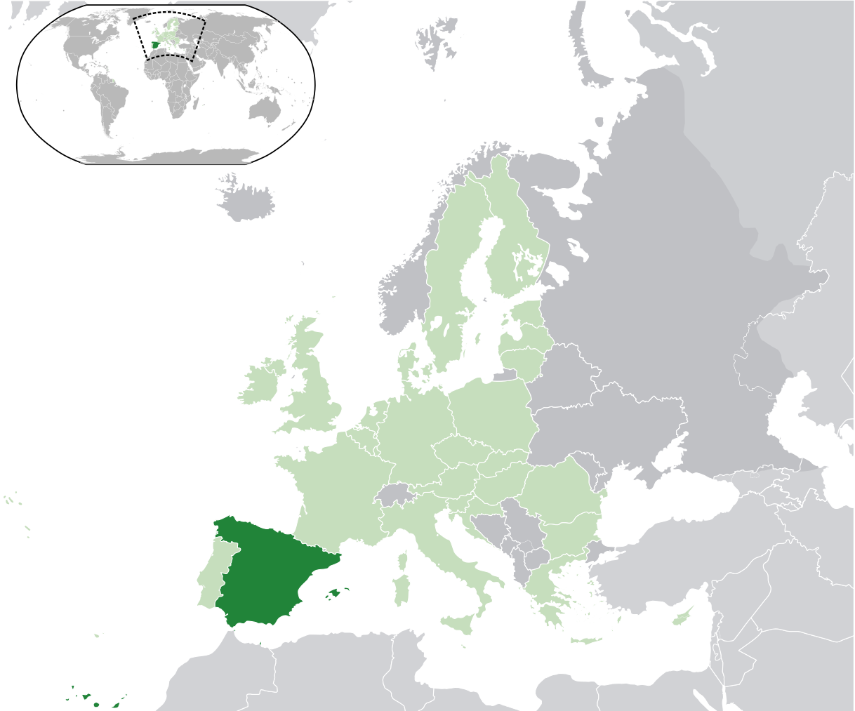 Расположение Испании