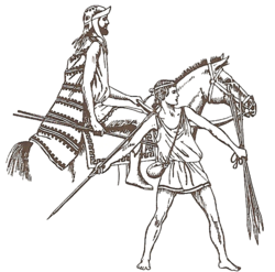3.44 Греческий воин-всадник и пехотинец