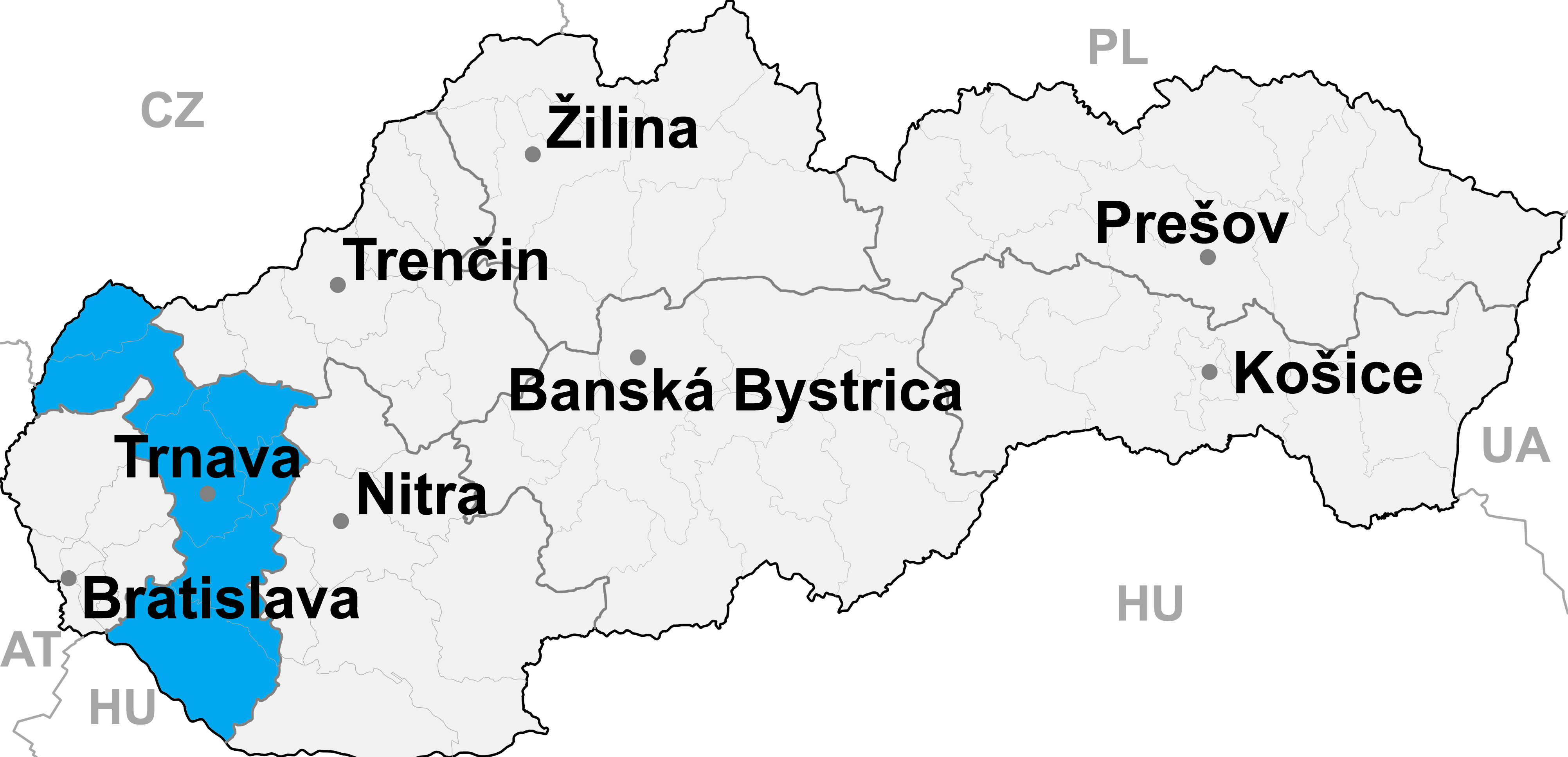 Деление Словакии на края
