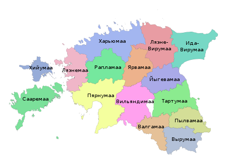Деление Эстонии на уезды