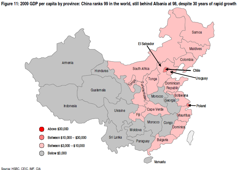 Сравнительная карта Китая