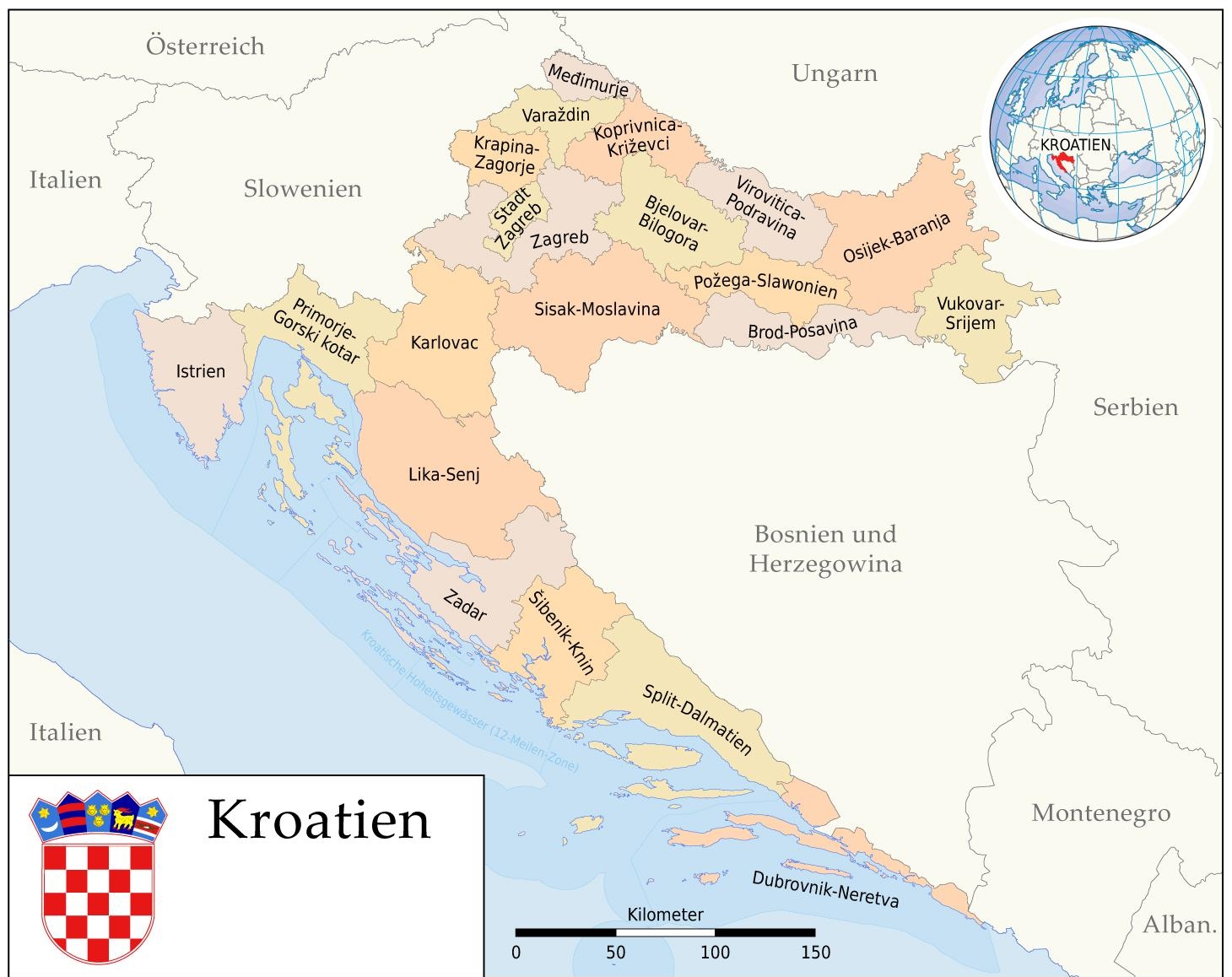 Деление Хорватии на области