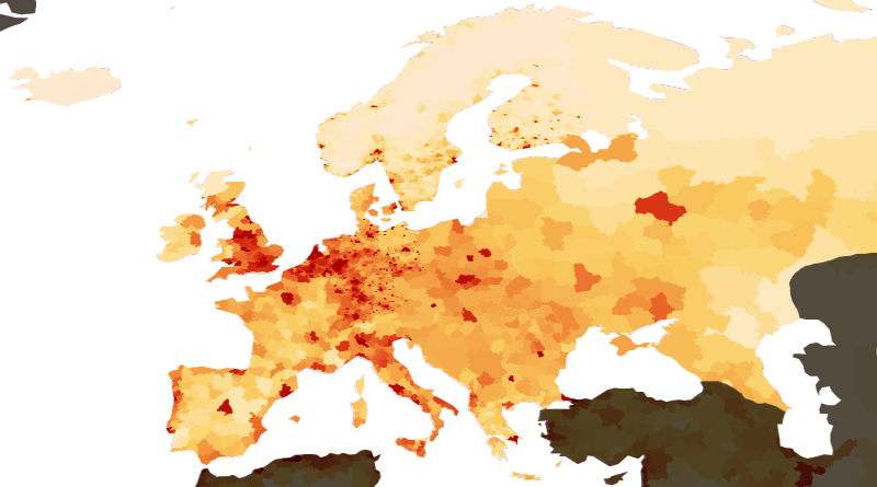 Распределение населения в Европе