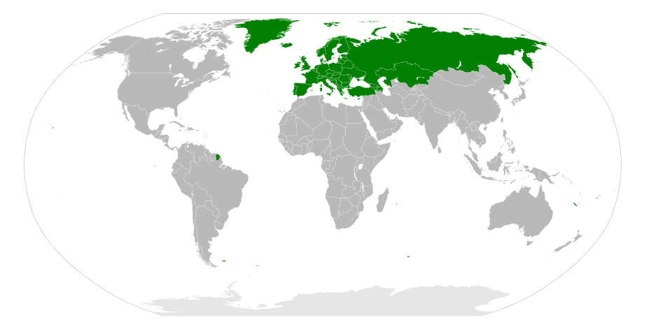 Европейские государства на карте мира