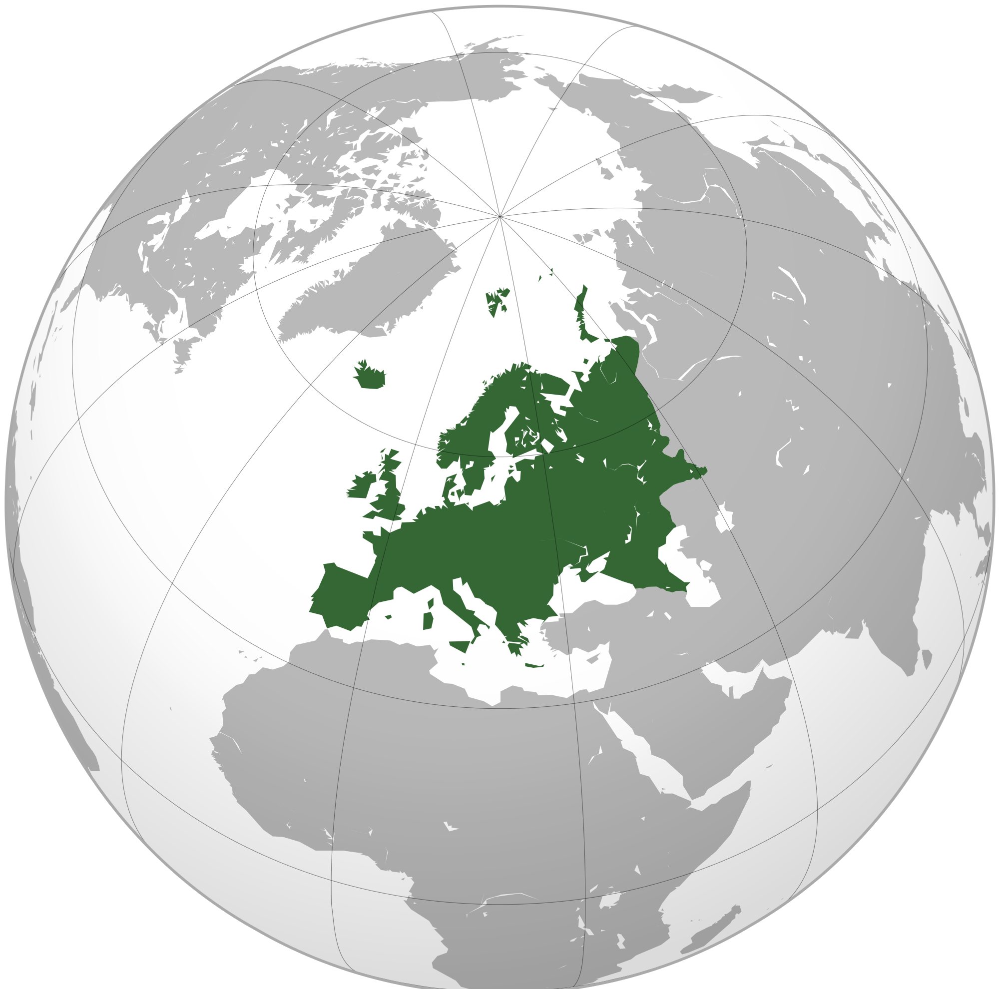 Европа на карте полушария