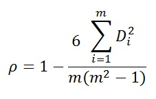 Формула для расчета коэффициента Спирмена