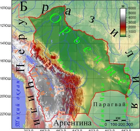 5.1. Физическая карта Боливии