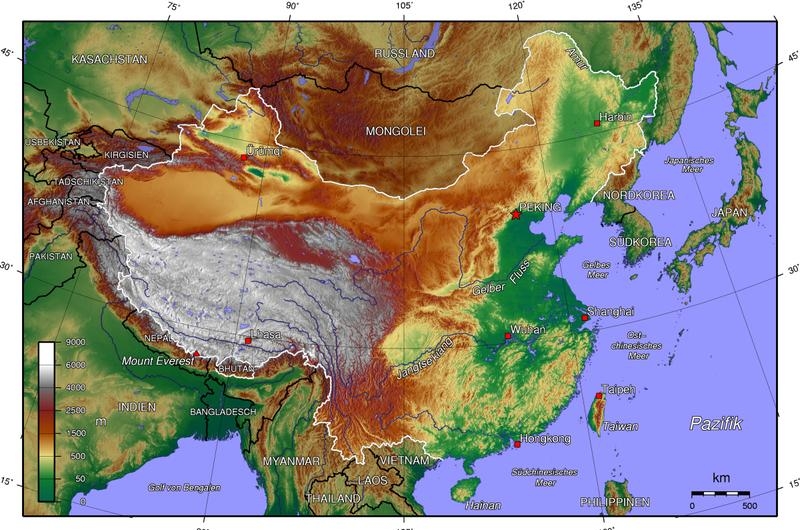 7.1. Топографическая карта Китая Китая