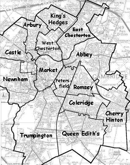 5. Карта с указанием границ избирательных округов города Кембридж