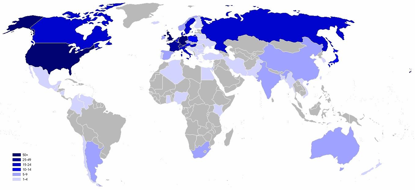 5. Количество нобелевских лауреатов из различных стран