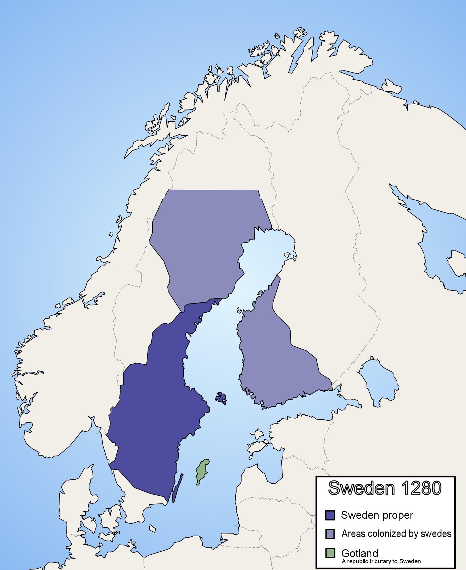 6. Швеция и колонизируемые ею территории, 1280 год