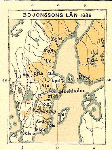 8. Территория Финляндии среди земель Бо Йонссона (Грипа), карта 1368 года